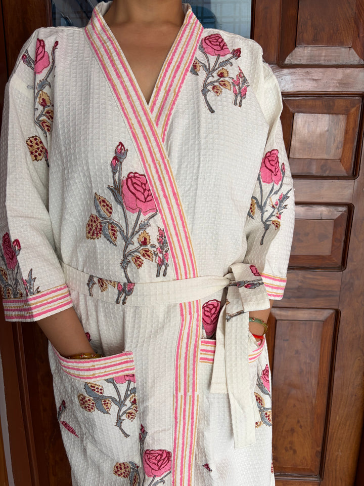Pink Rose - Cotton Waffle women Bathrobe (Copy)