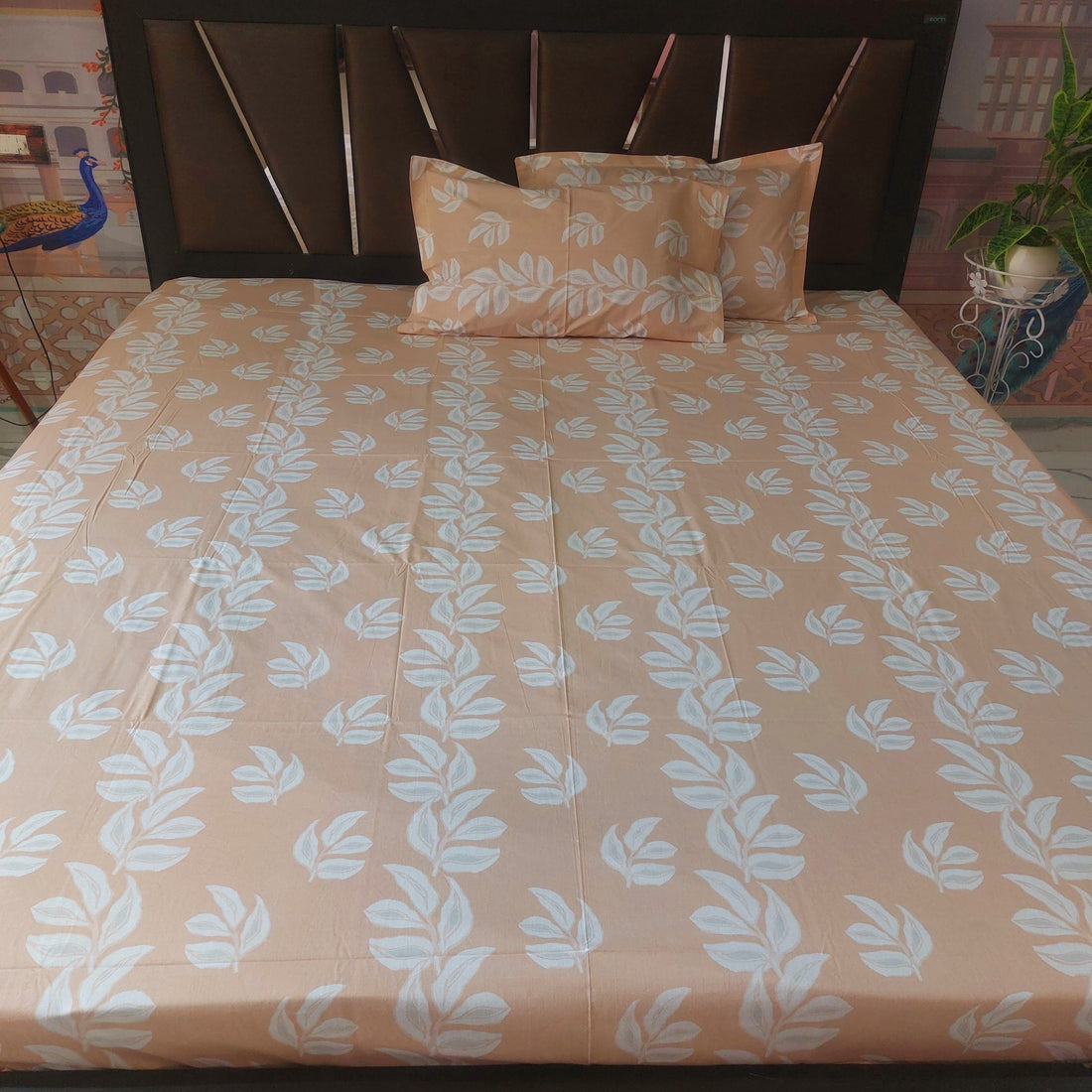 Peachy vibes - 100% Cotton Bedsheet Set