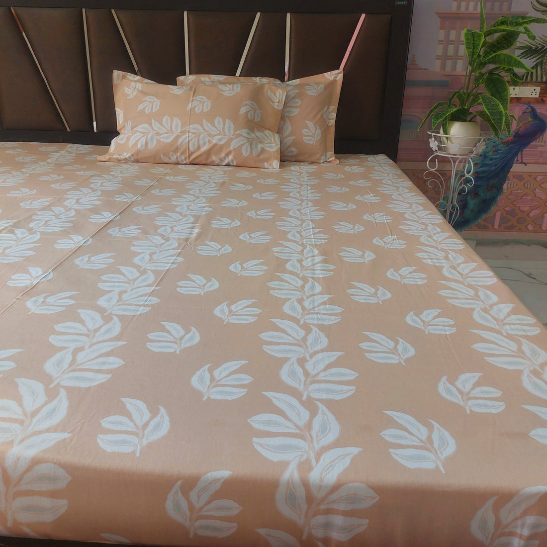 Peachy vibes - 100% Cotton Bedsheet Set