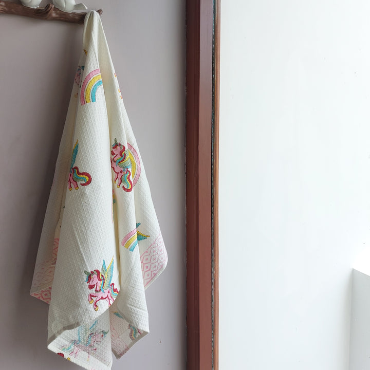 Rainbow Unicorn - Cotton Waffle Kids Towel