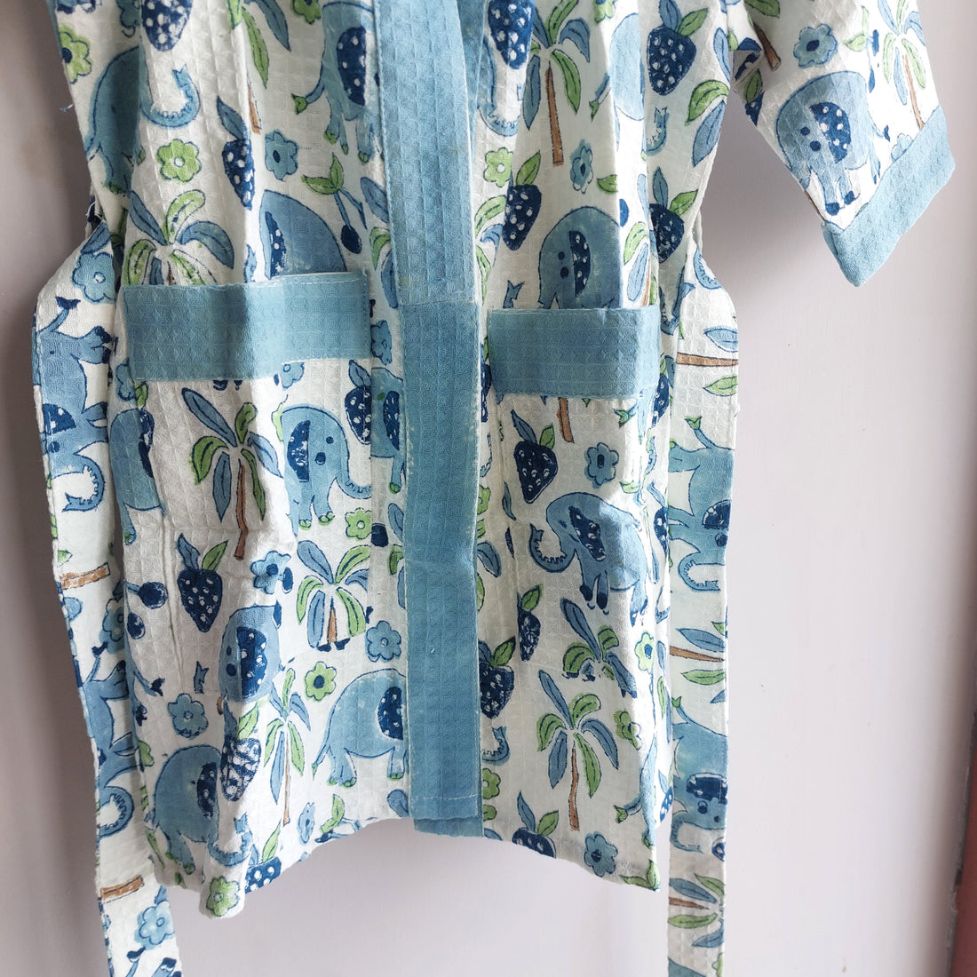 Blue Elephant - Cotton Waffle kids Bathrobe