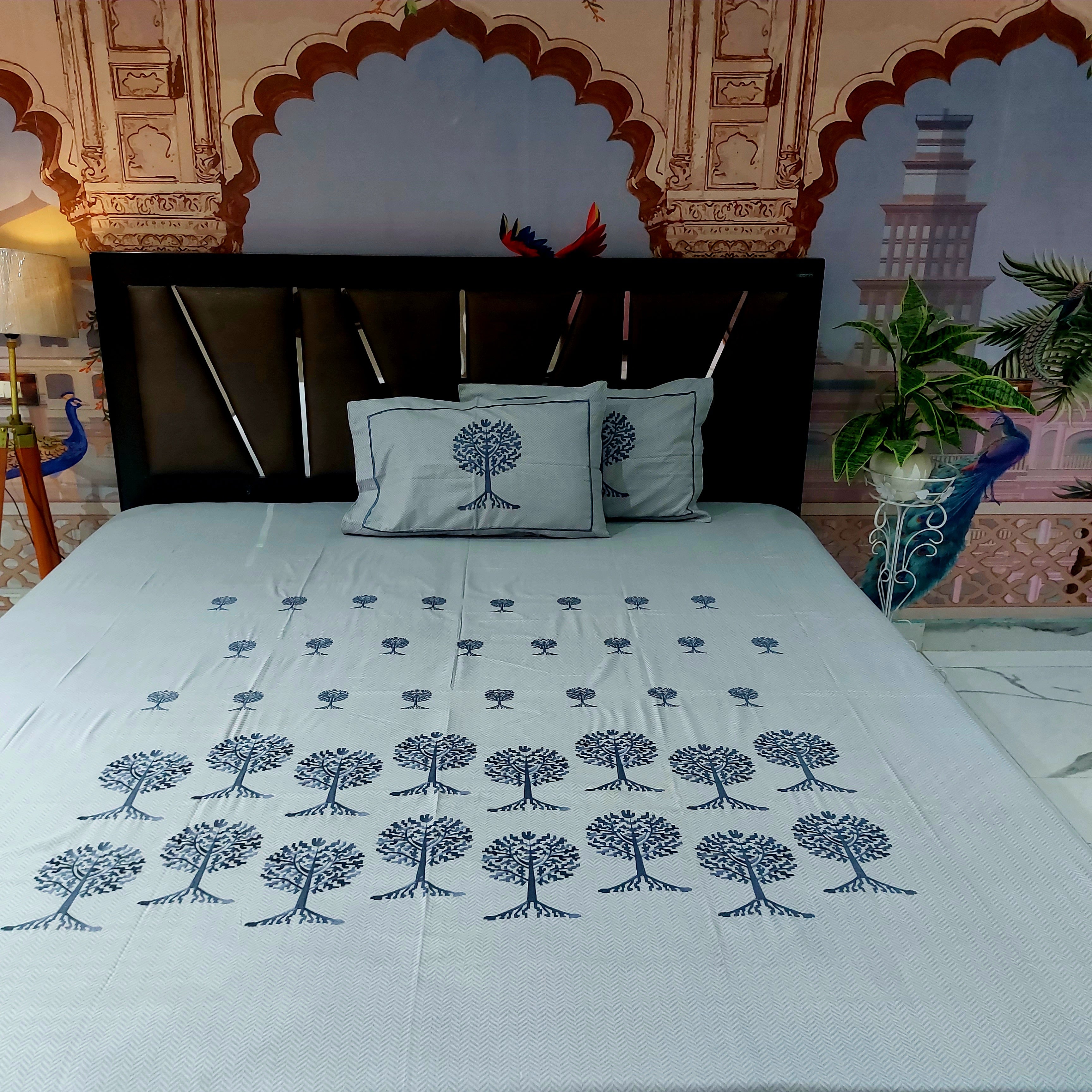 Calcutta Textured Embroidered Bedsheet set