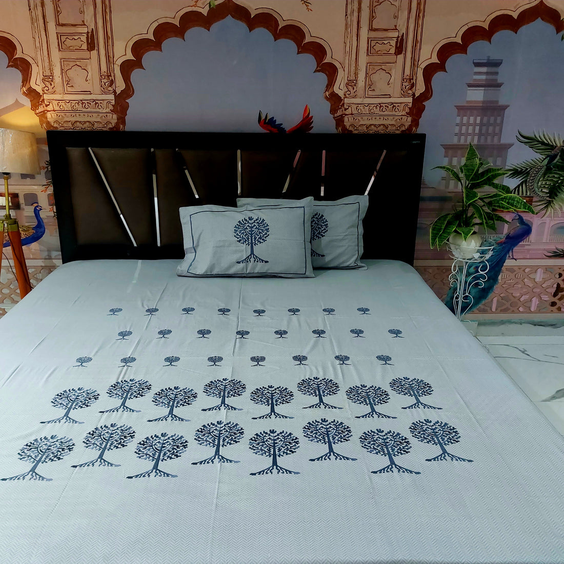 Calcutta Textured Embroidered Bedsheet set