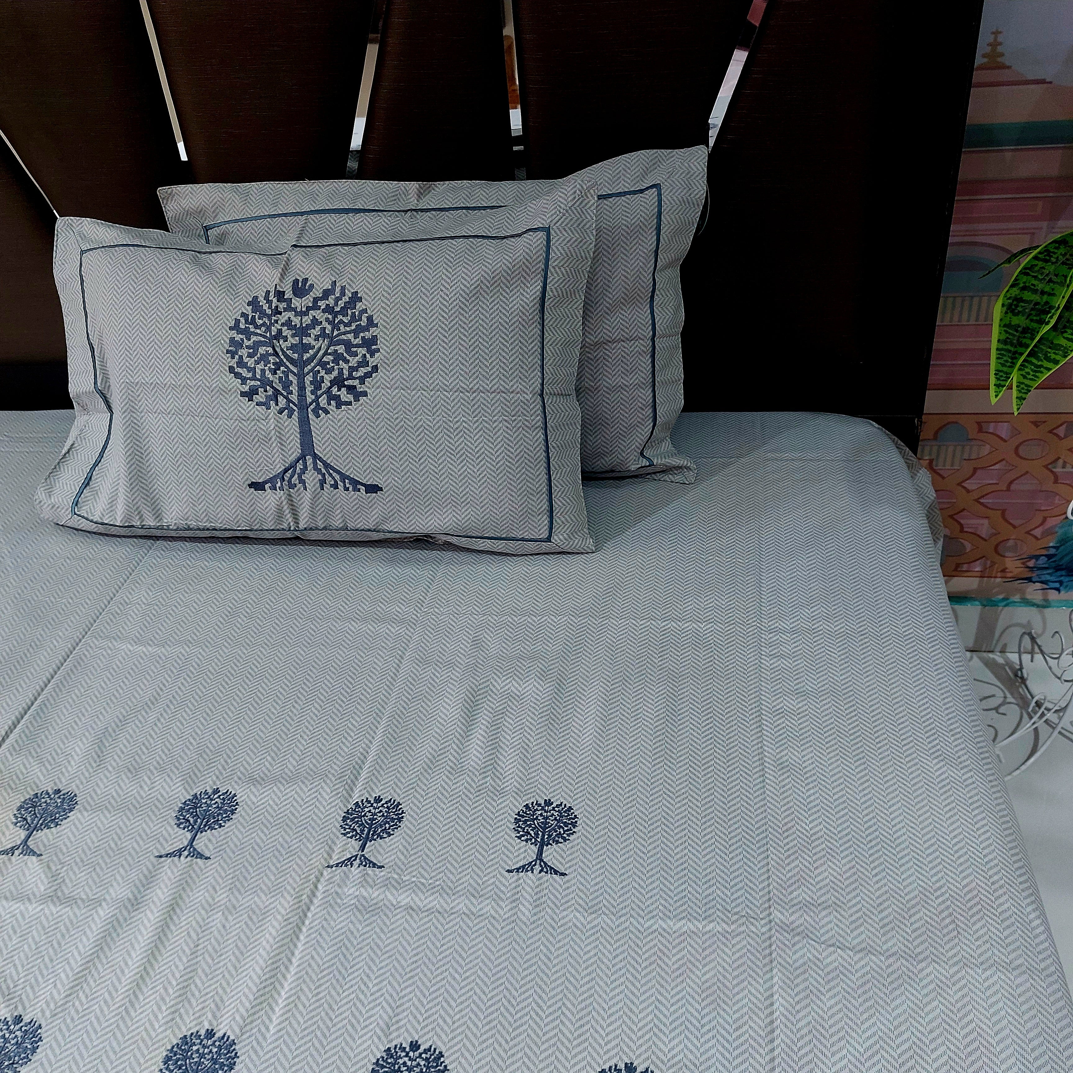 Calcutta Textured Embroidered Bedsheet set