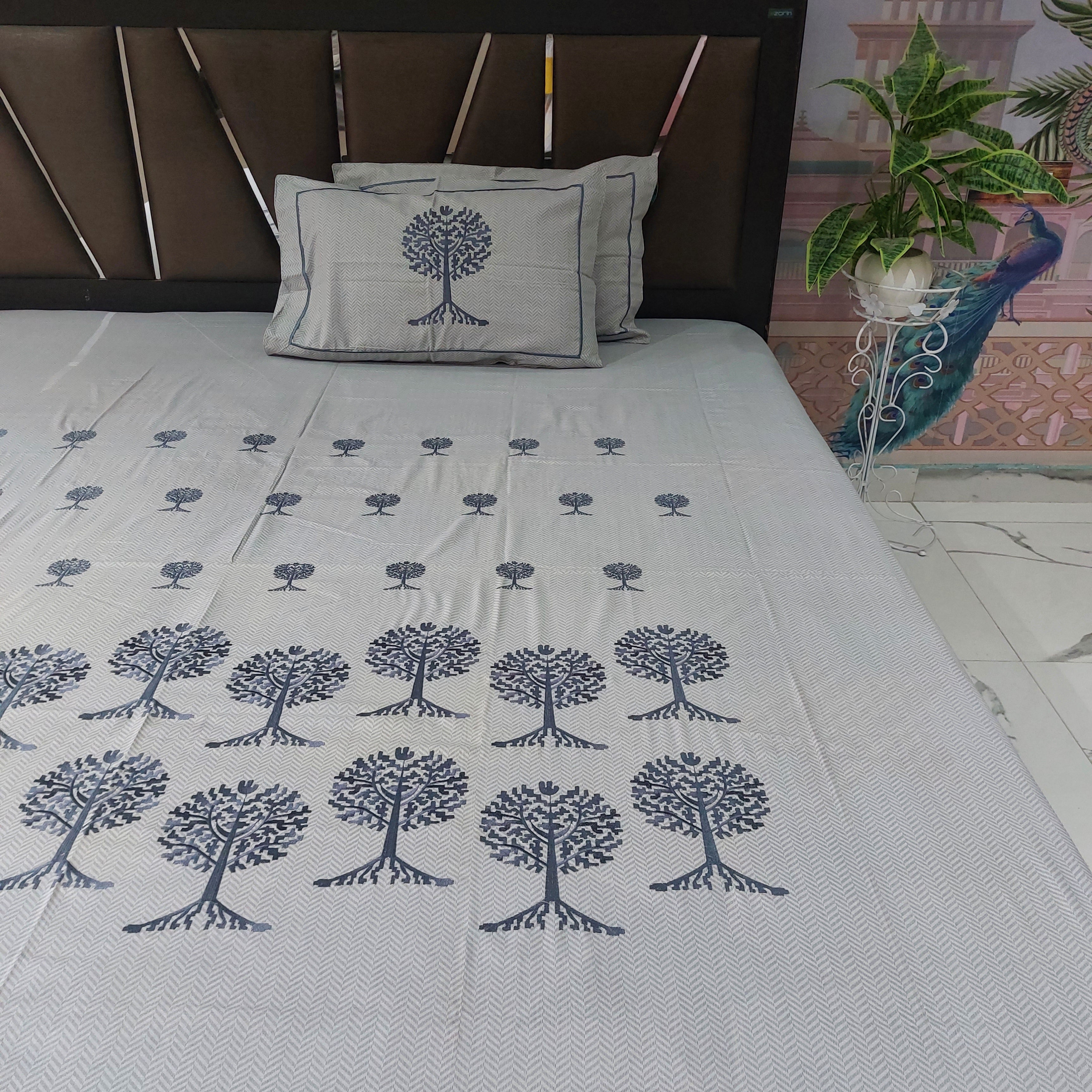 Calcutta Textured Embroidered Bedsheet set