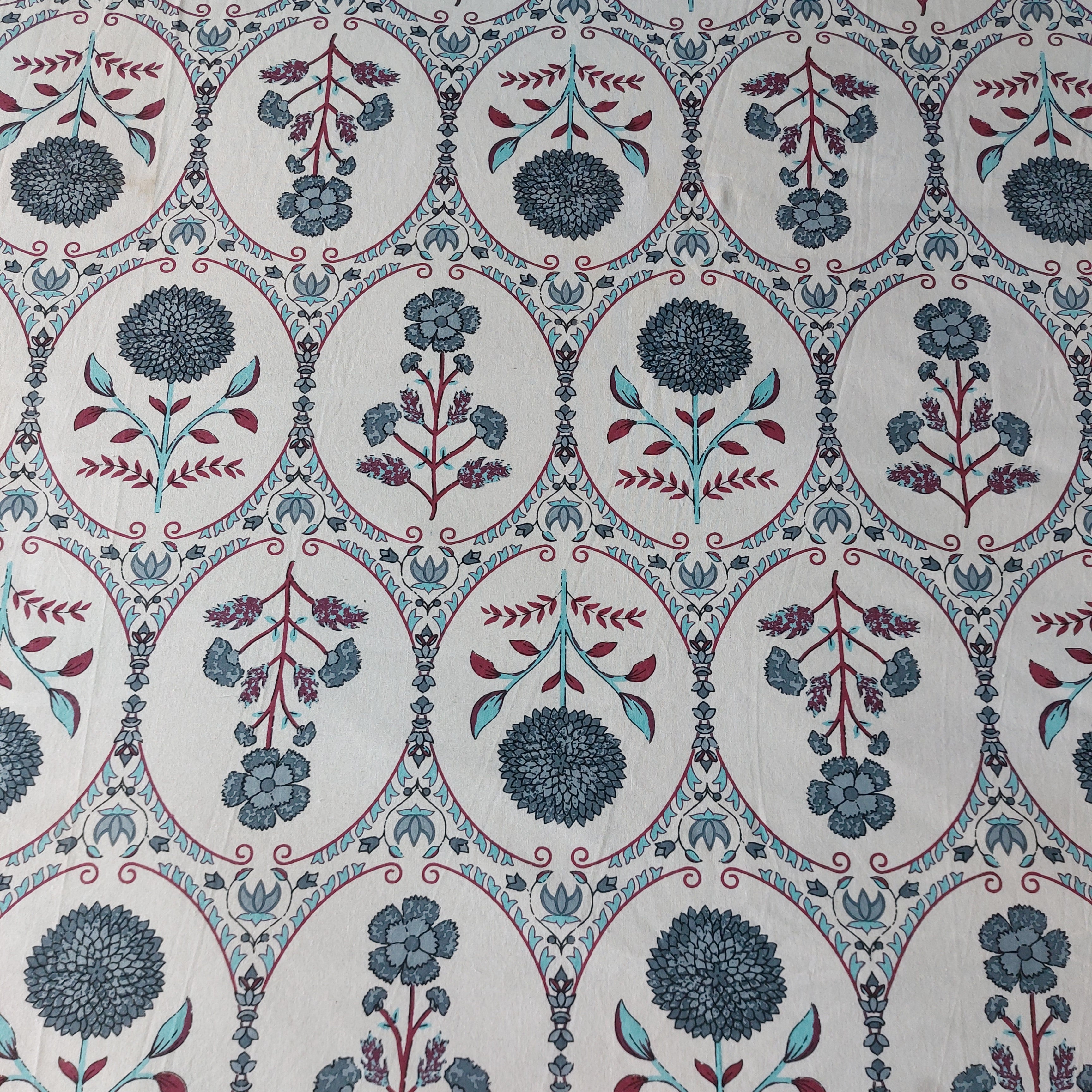 Grey Motifs- 100% Pure Cotton Handblock screen print Bedsheet Set