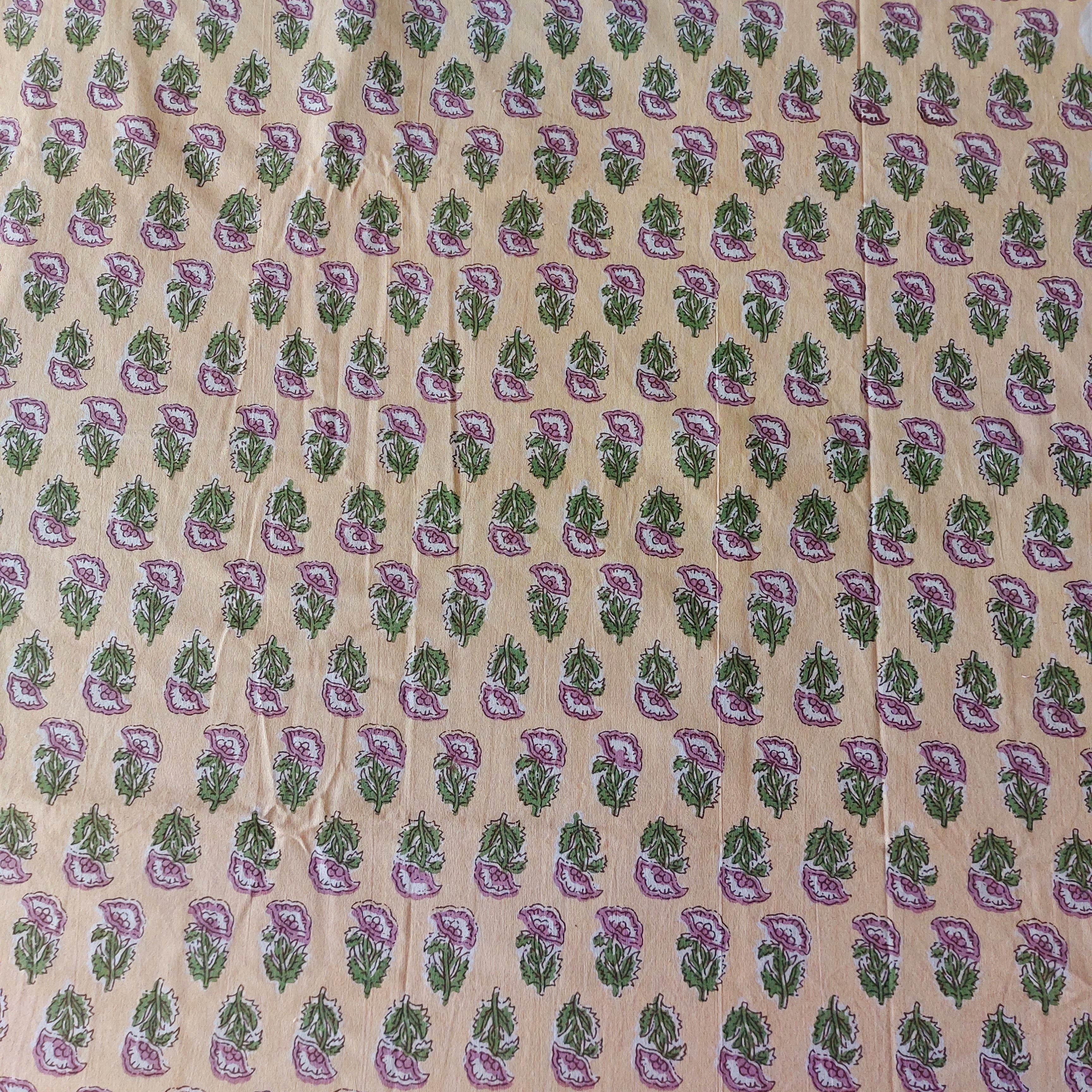 Mini Pink Flowers- 100% Cotton Handblock screen print Bedsheet Set