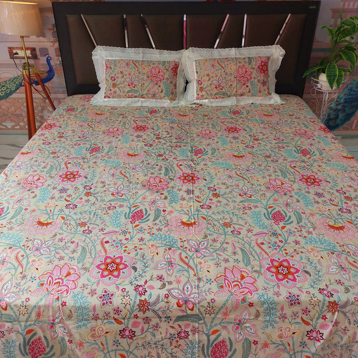 Flowering Vine - Lace Designed Pure Cotton Bedsheet Set