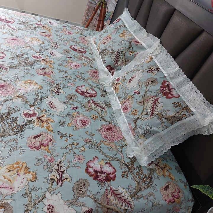 Gudhal phool - Lace Designed Pure Cotton Bedsheet Set