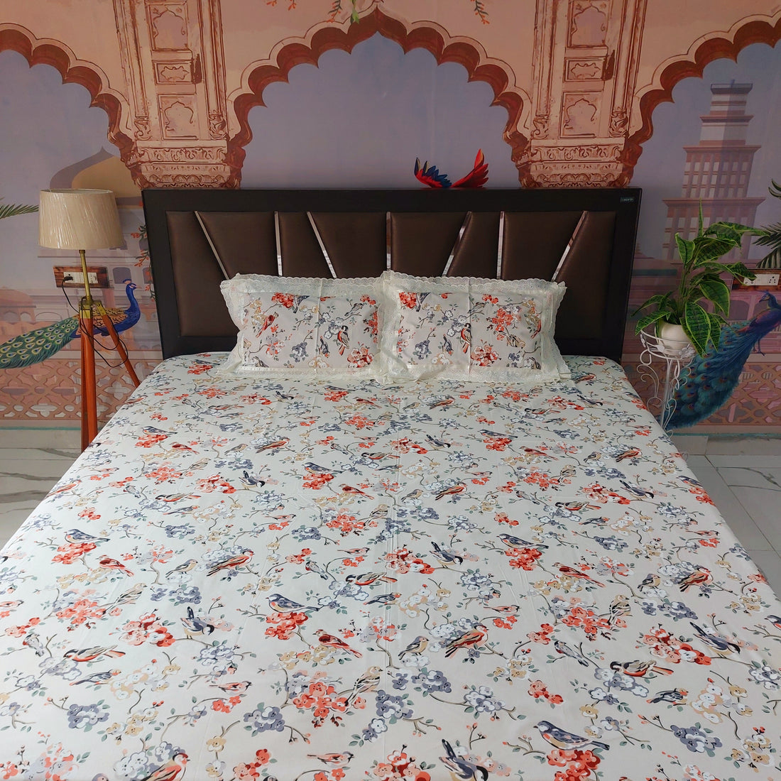 Chidiya - Lace Designed Pure Cotton Bedsheet Set