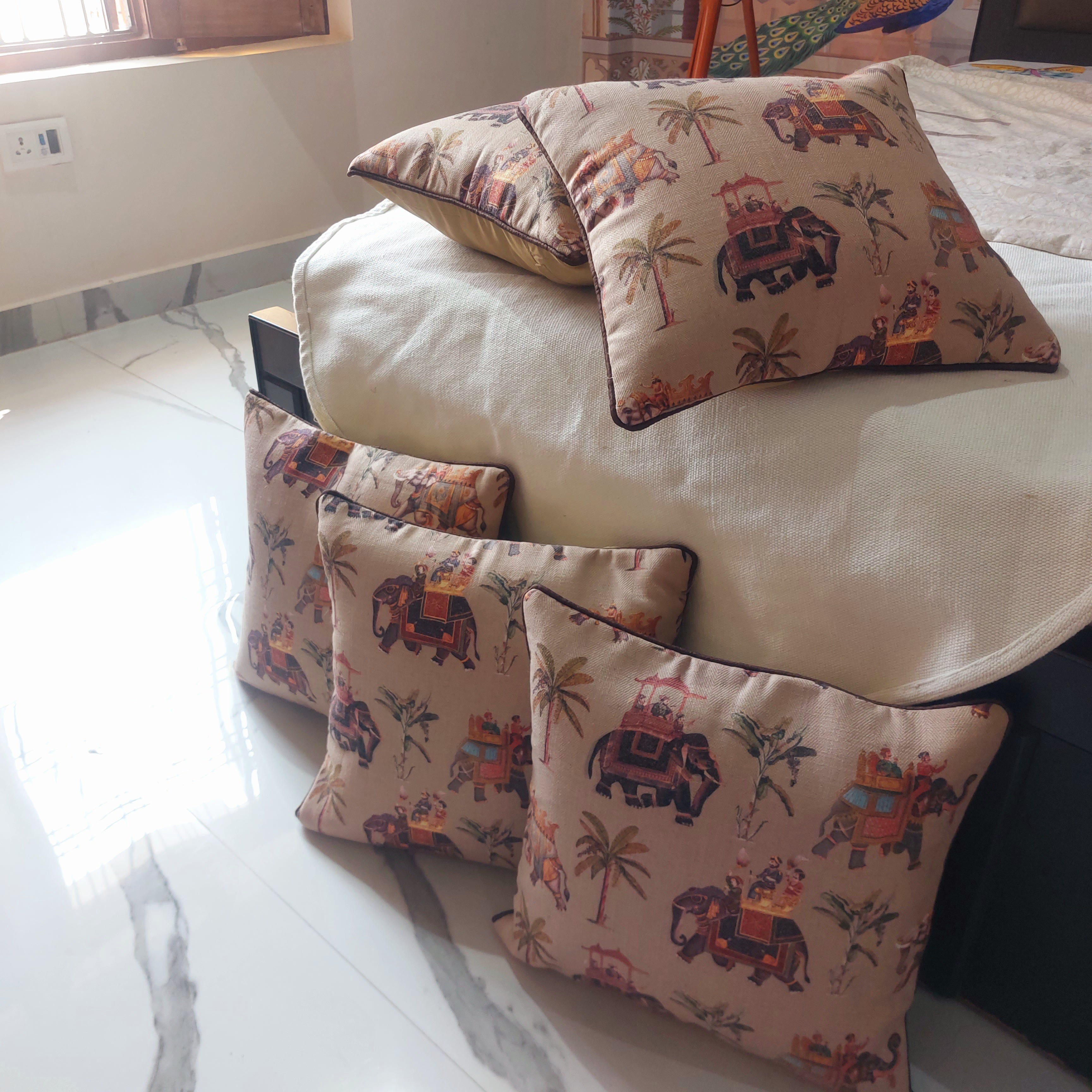 Royal Garden - Set of 5  Printed Cushion Covers