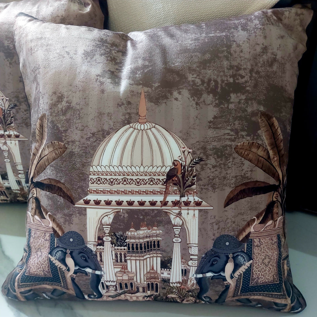Brown Royal Elephants - Set of 5 Seude Cushion Covers