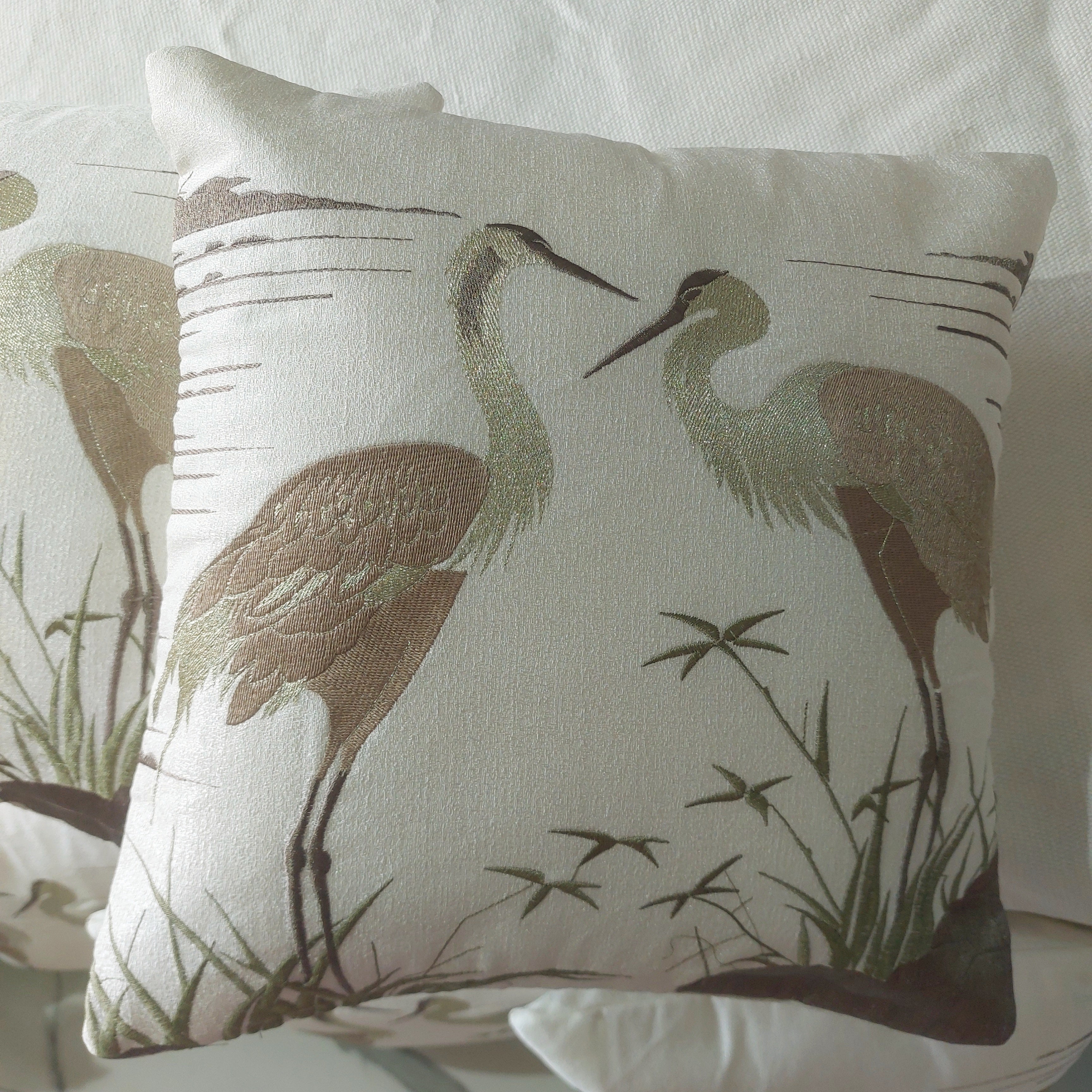 Saaras Embroidered Textured Silk - Set of 5  white Cushion Covers