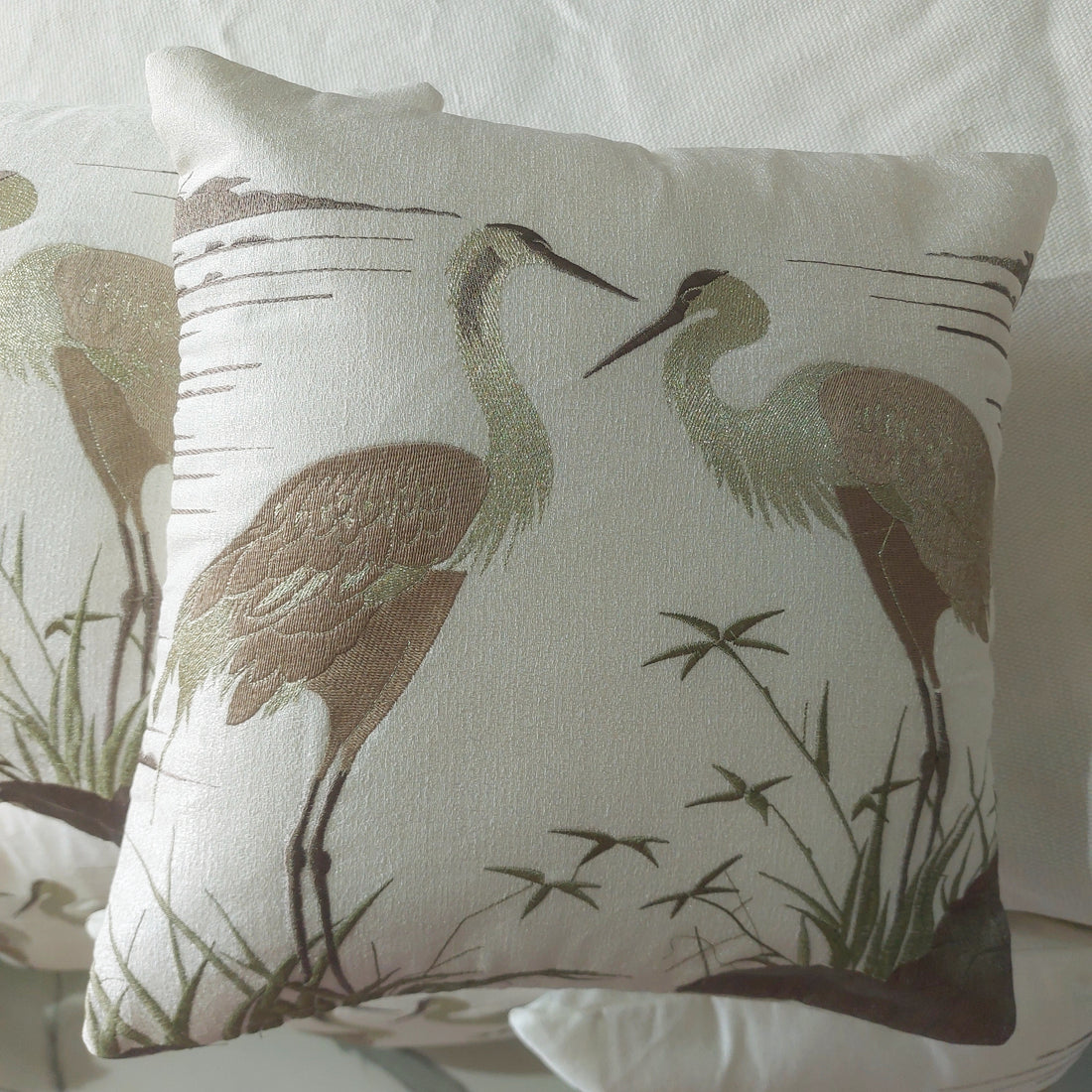 Saaras Embroidered Textured Silk - Set of 5  white Cushion Covers