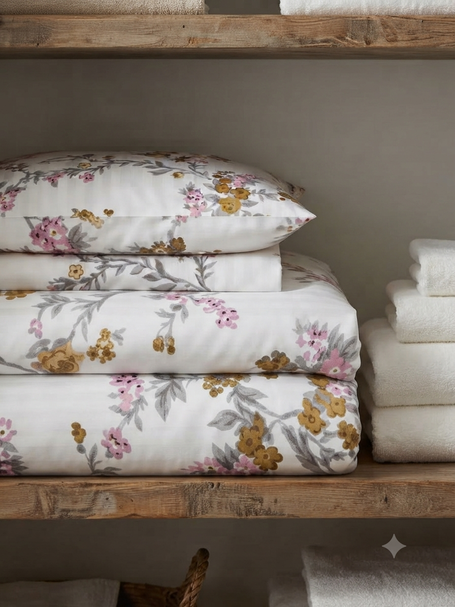 Blossom Stripe Pure Cotton Printed Bedsheet Set (Copy)