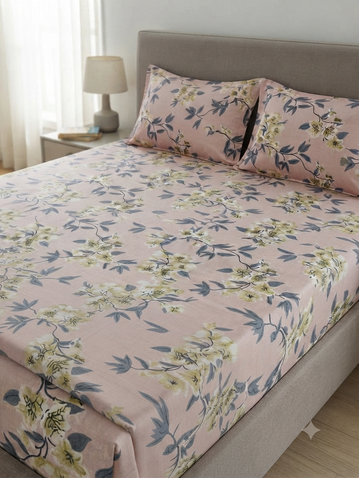 Classic Floral Pure Cotton Printed Bedsheet Set