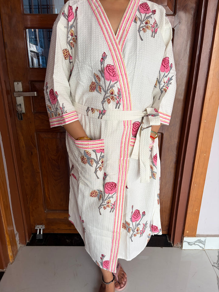 Pink Rose - Cotton Waffle women Bathrobe (Copy)
