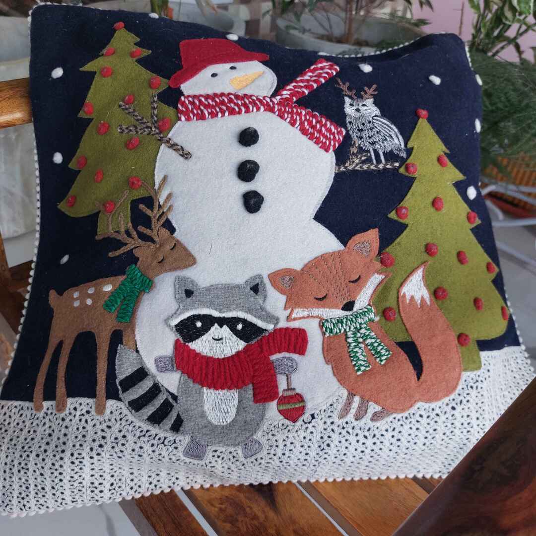 Christmas Snow Man - Single Cushion Cover The Cotton Stories