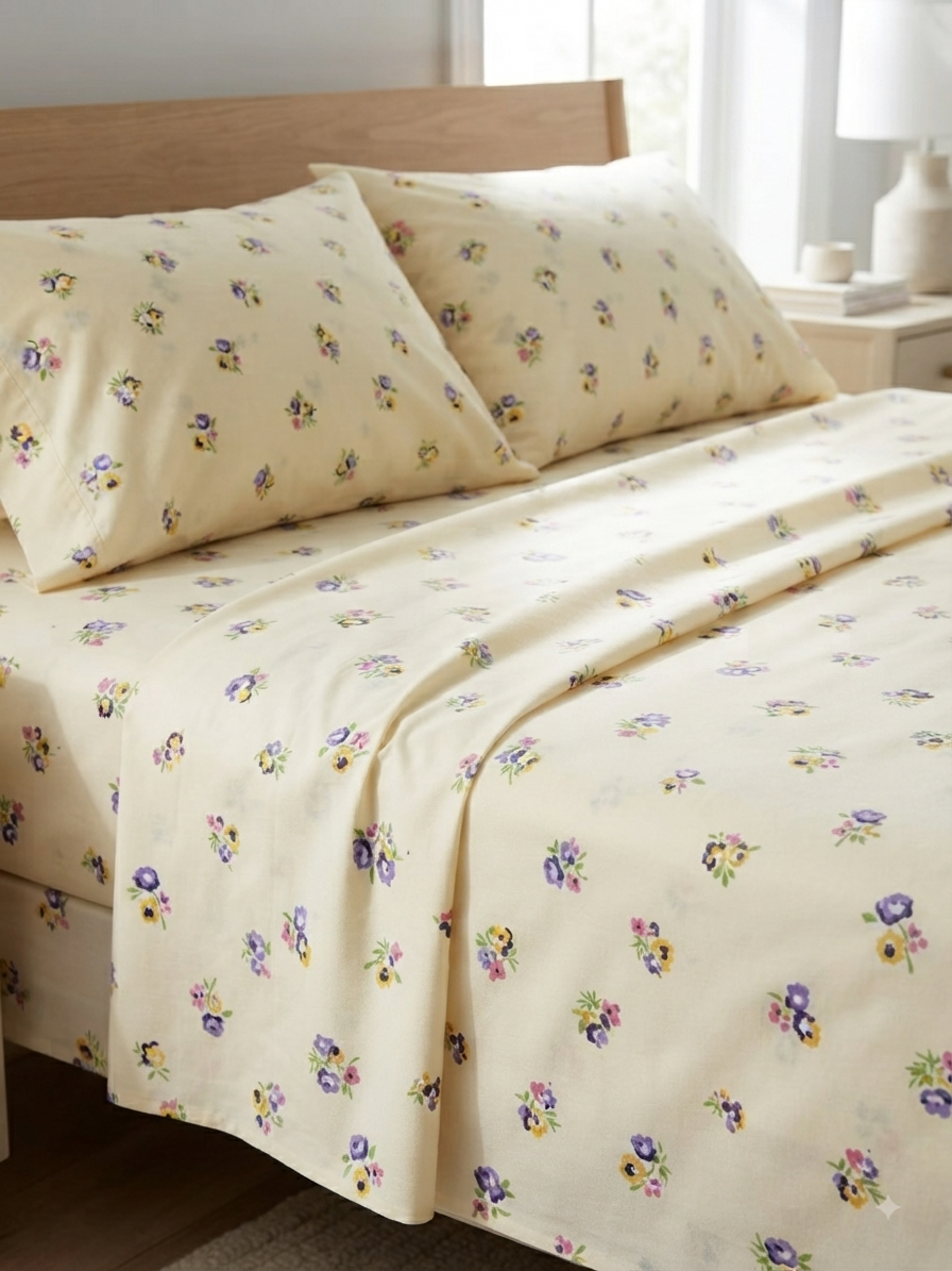 Buttercup Meadow - 100% Cotton printed Bedsheet Set