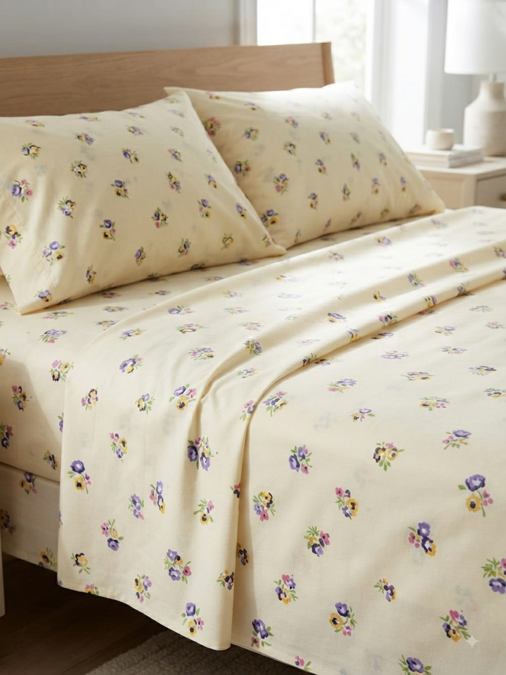 Buttercup Meadow - 100% Cotton printed Bedsheet Set