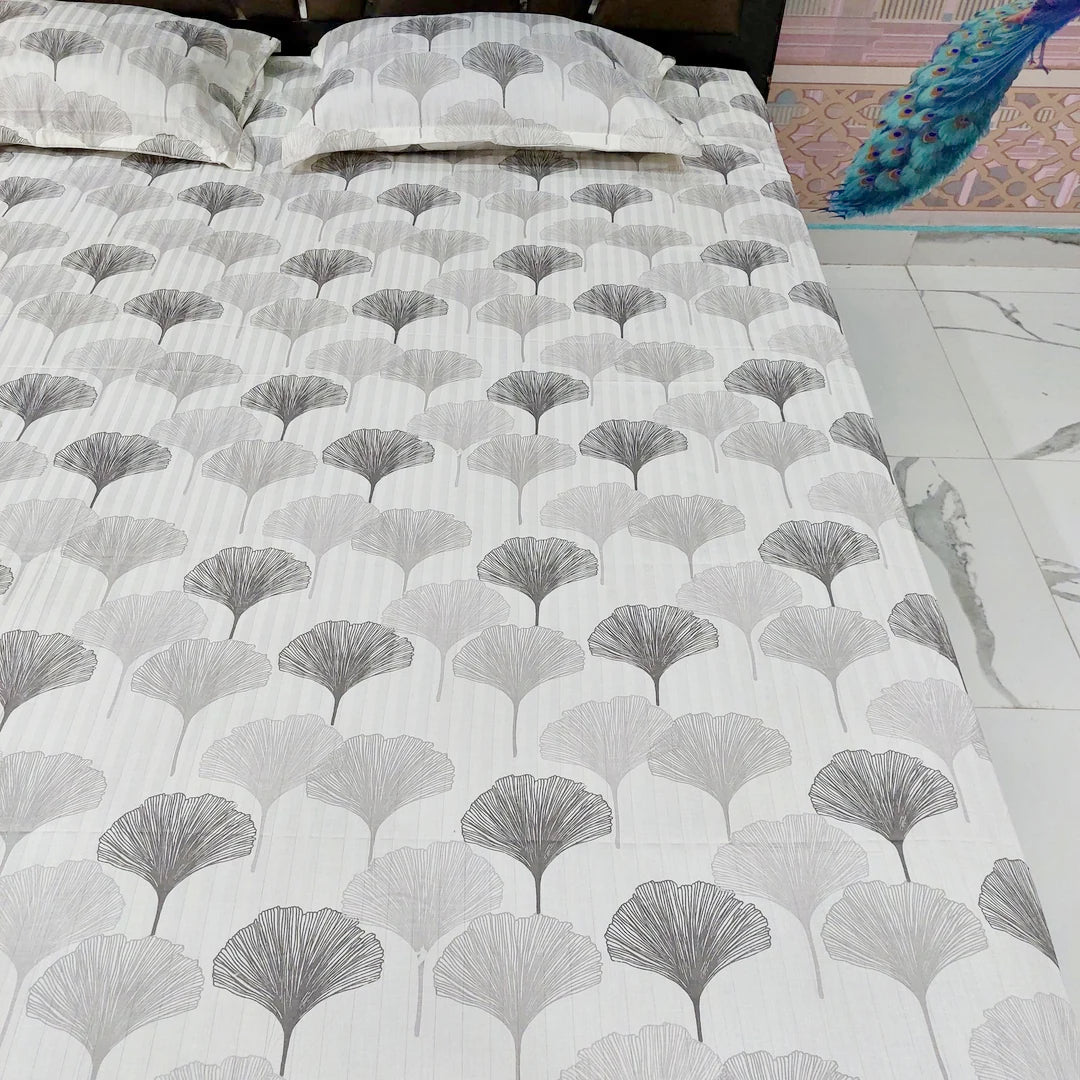 Grey Petal - 100% Pure Cotton Bedsheet Set The Cotton Stories