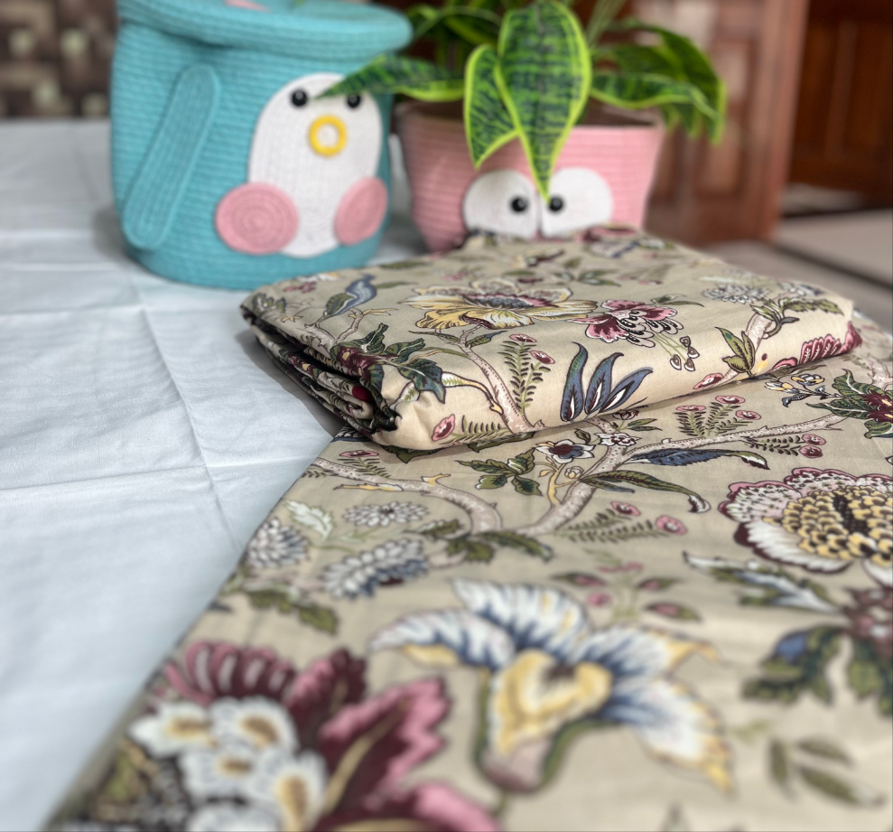 Flower Garden - Set of 2 Mulmul Cotton triple layer Dohars