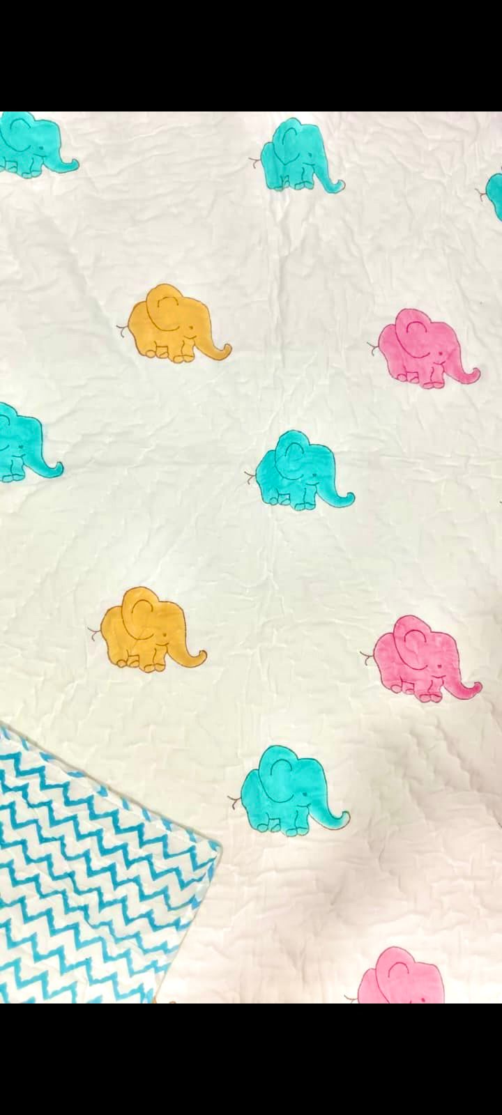 Baby Elephant (Multicolor)- Cotton Kids Quilts