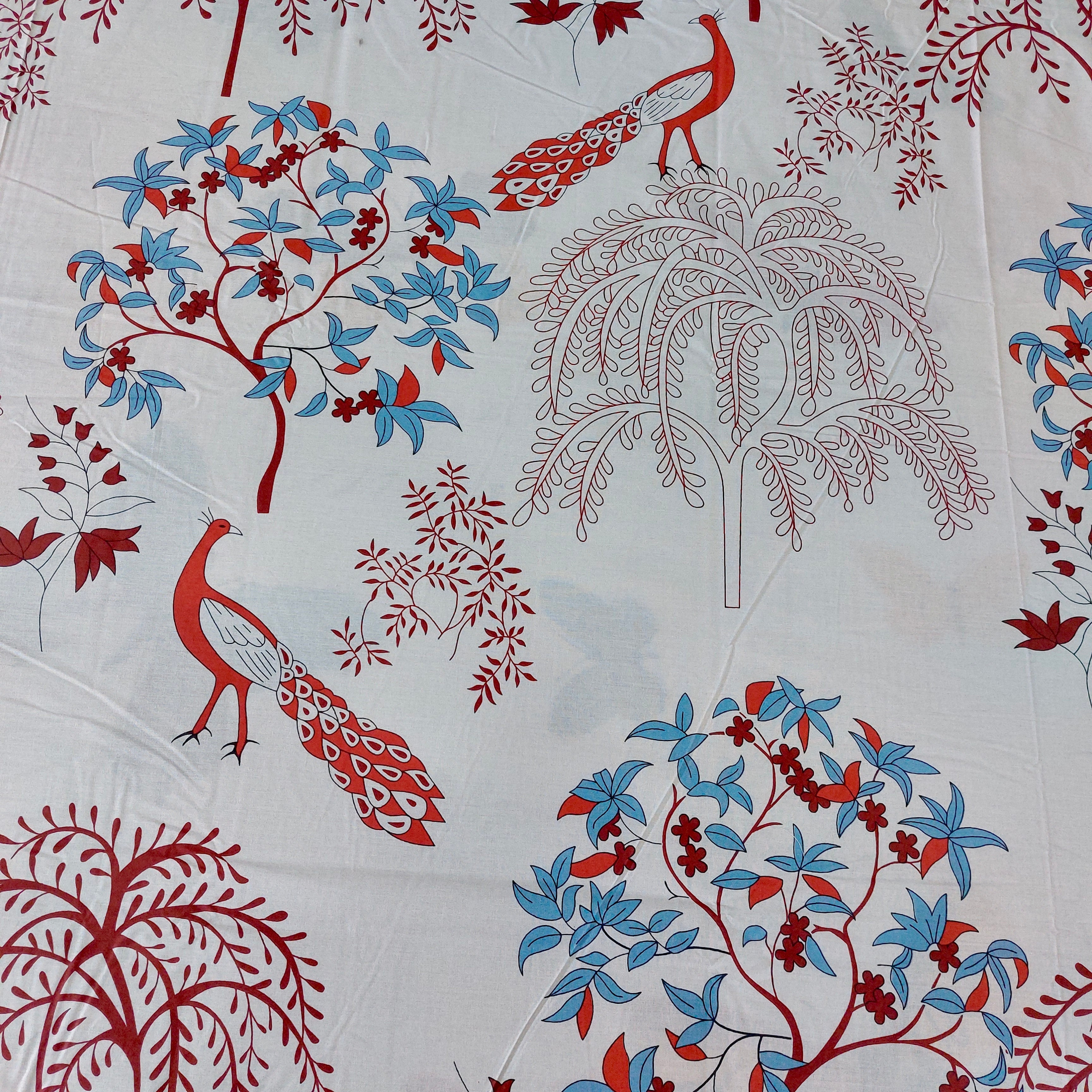 Classic Peacock Pure Cotton Printed Bedsheet Set