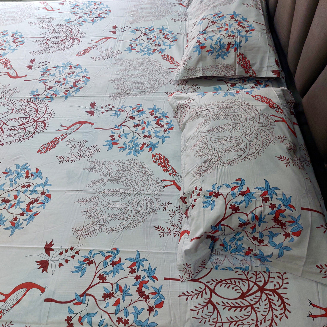 Classic Peacock Pure Cotton Printed Bedsheet Set