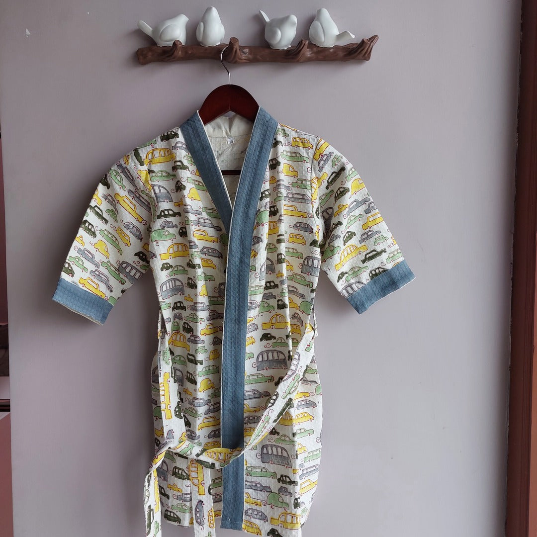 Vroom Vroom Car - Cotton Waffle Bathrobe The Cotton Stories