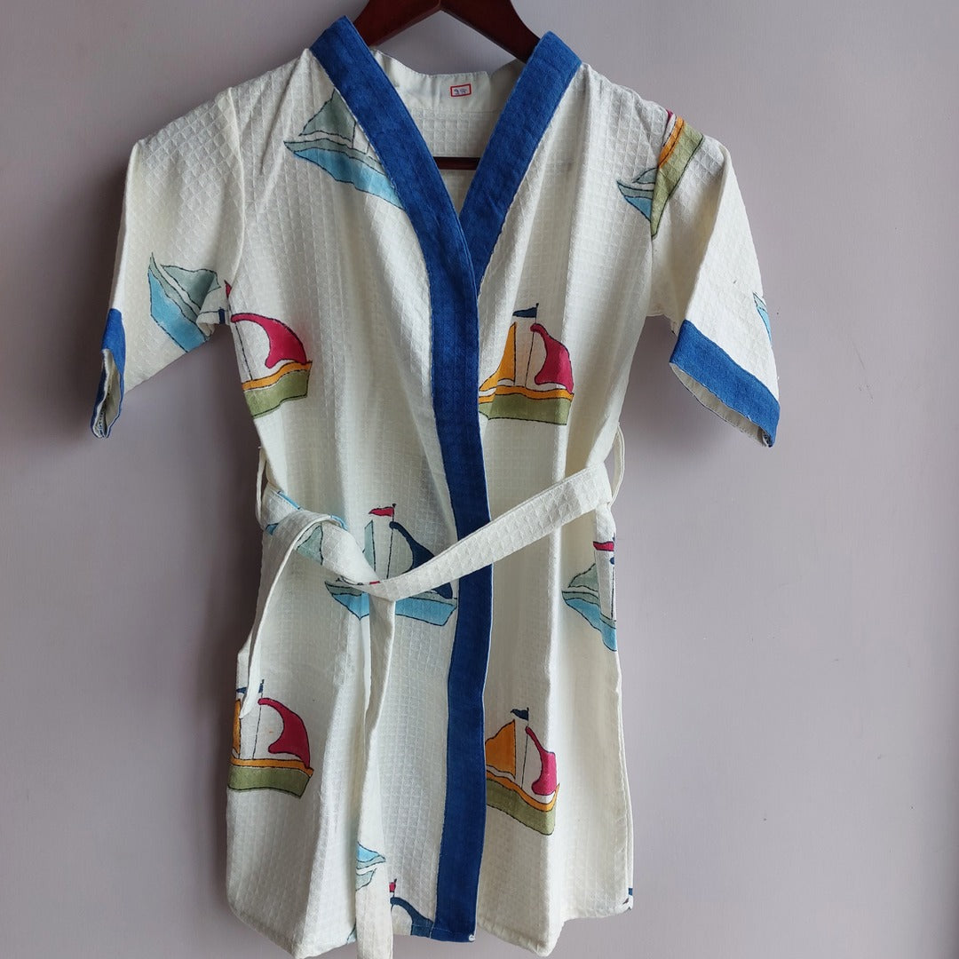 Sea yacht - Cotton Waffle Bathrobe The Cotton Stories