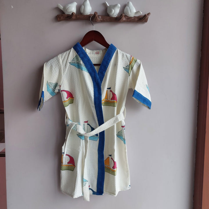 Sea yacht - Cotton Waffle Bathrobe The Cotton Stories