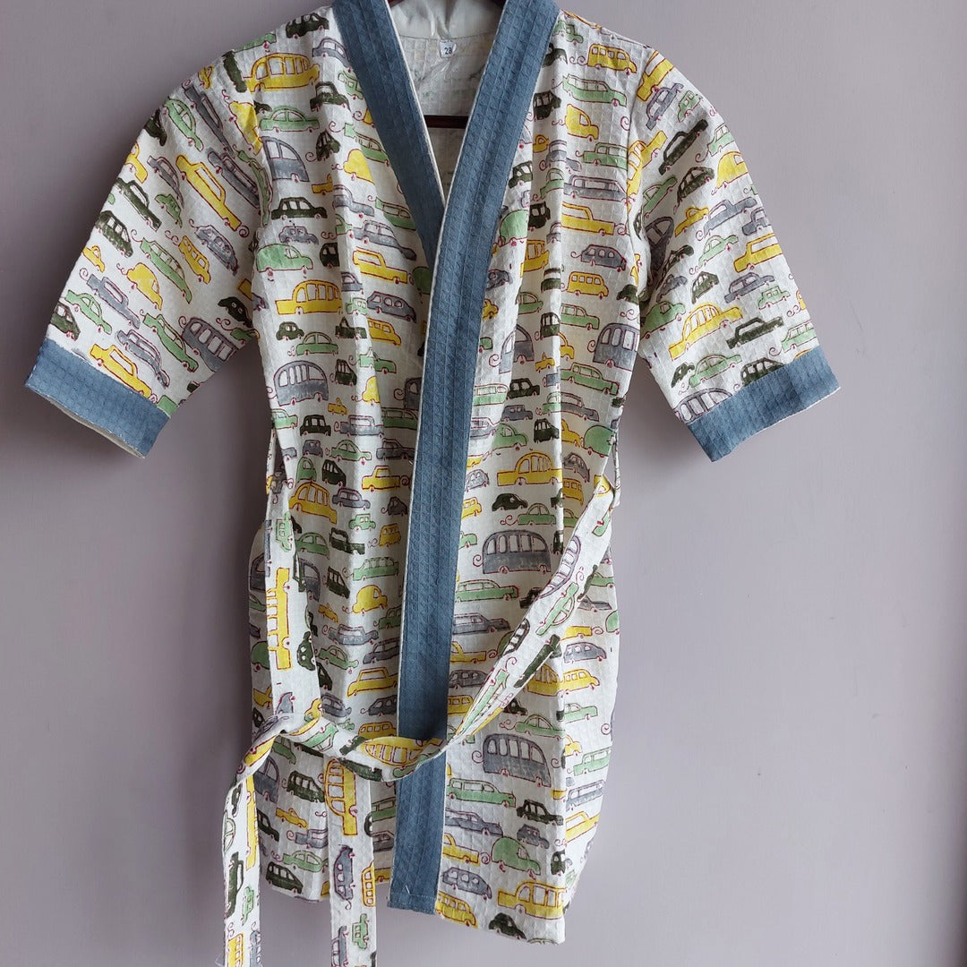 Vroom Vroom Car - Cotton Waffle Bathrobe The Cotton Stories