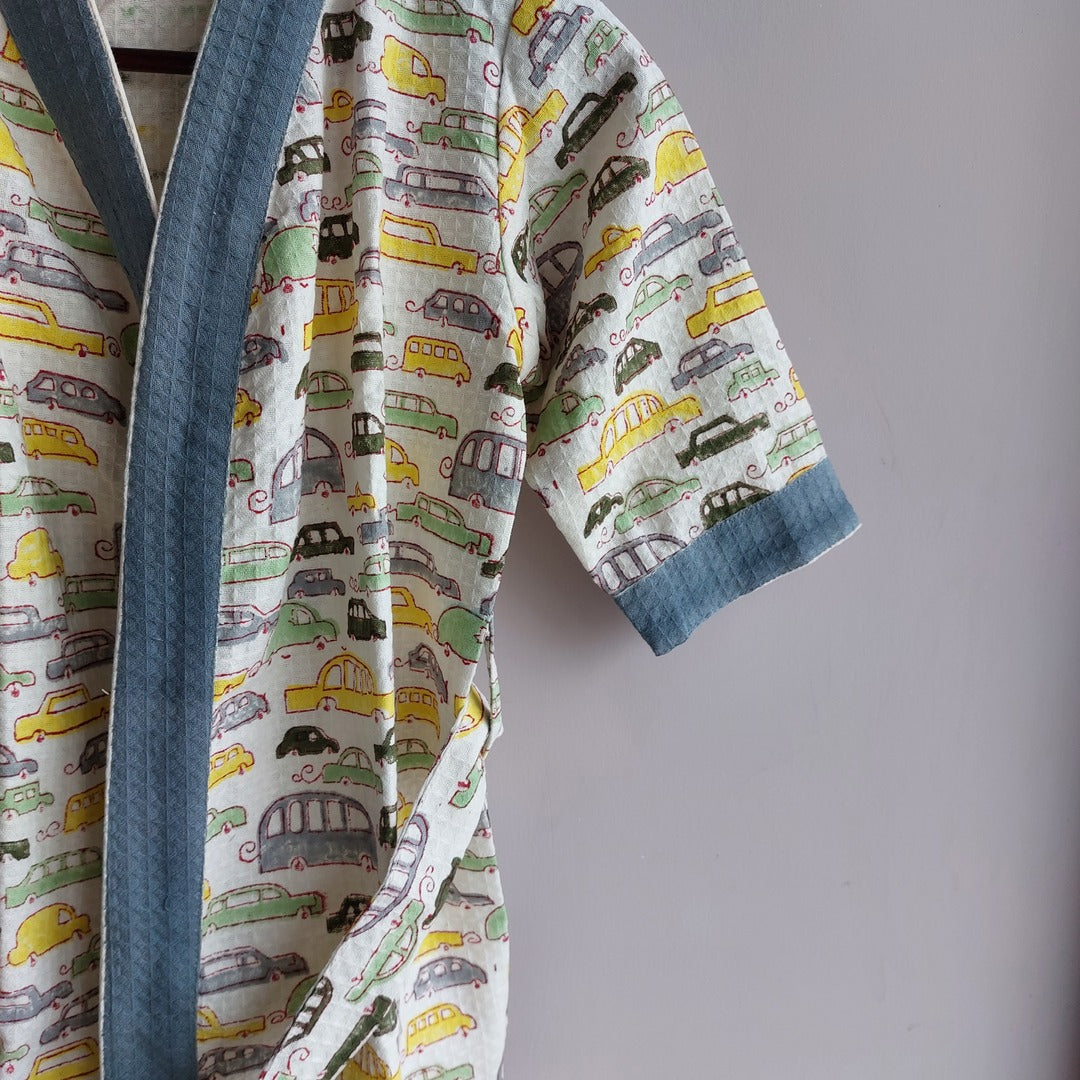 Vroom Vroom Car - Cotton Waffle Bathrobe The Cotton Stories