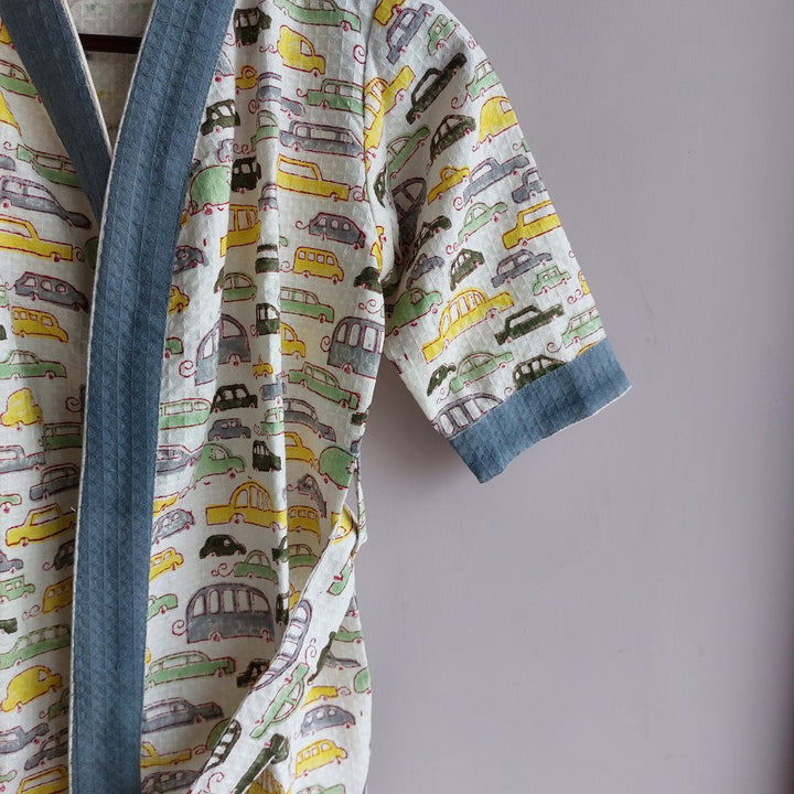 Vroom Vroom Car - Cotton Waffle Bathrobe The Cotton Stories