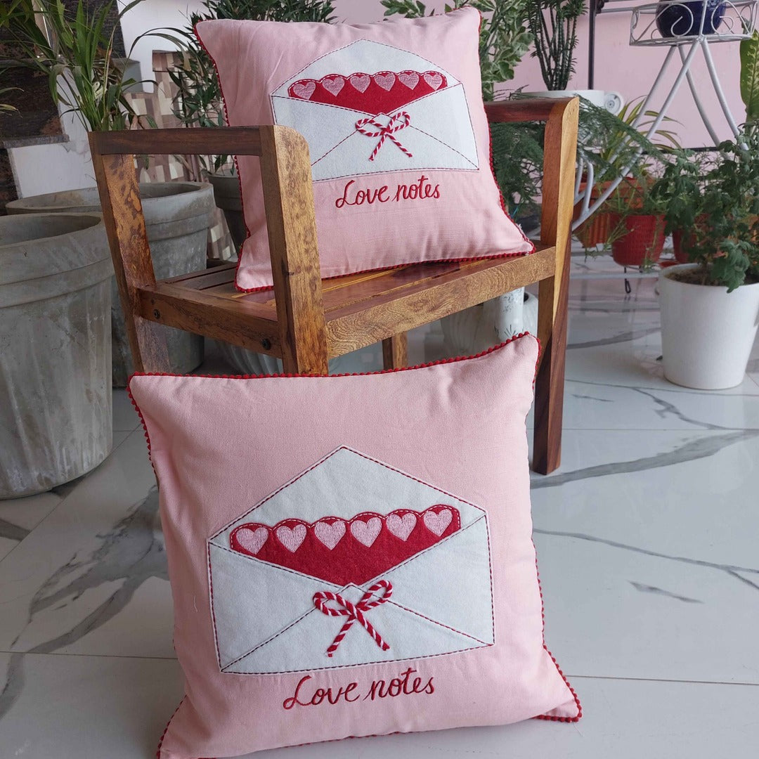 Love Notes - Set of 2 Cushion Cover The Cotton Stories