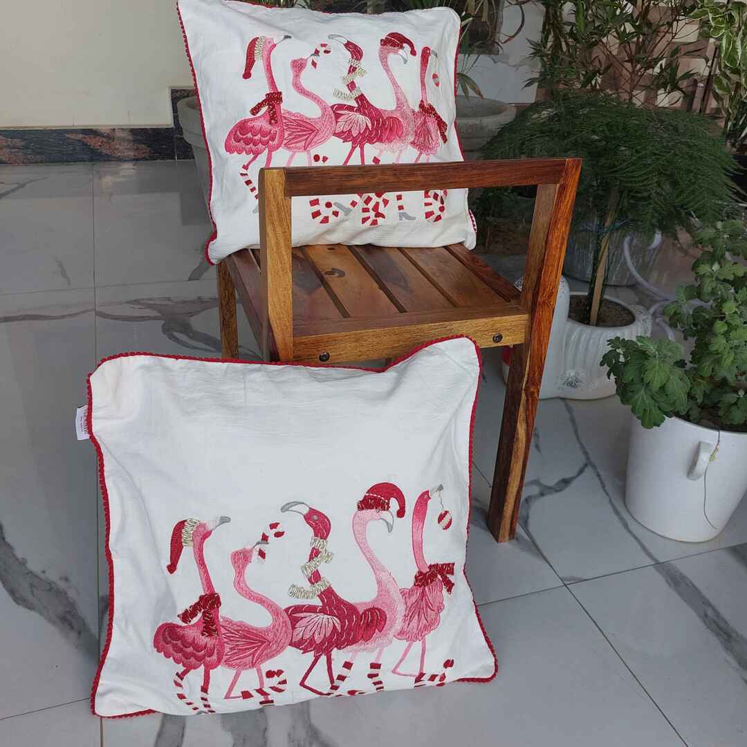 Pink flamingos - Set of 2 Cushion Cover The Cotton Stories