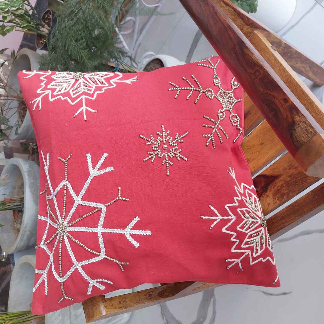 Red and Golden Flakes - Single Cushion Cover The Cotton Stories