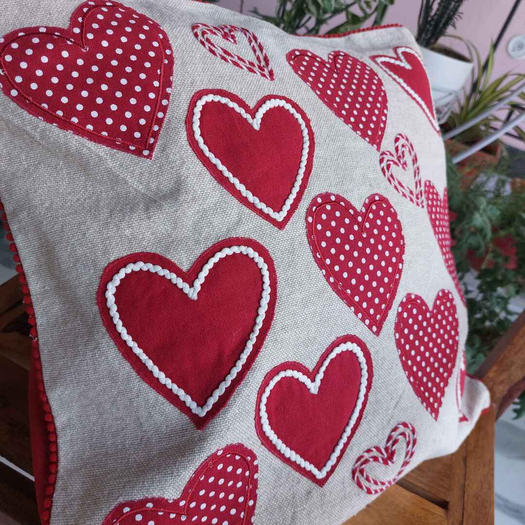 Red Hearts - Single Cushion Cover The Cotton Stories
