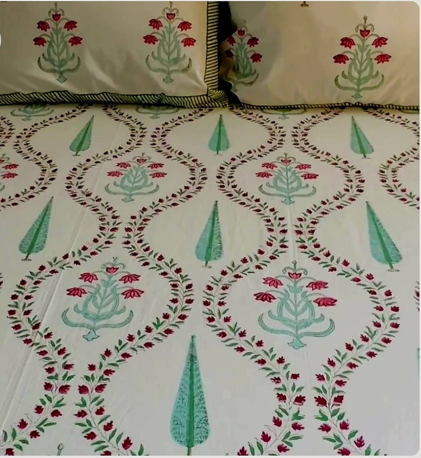 Bagicha - Handblock Print Percale Cotton Bedsheet Set