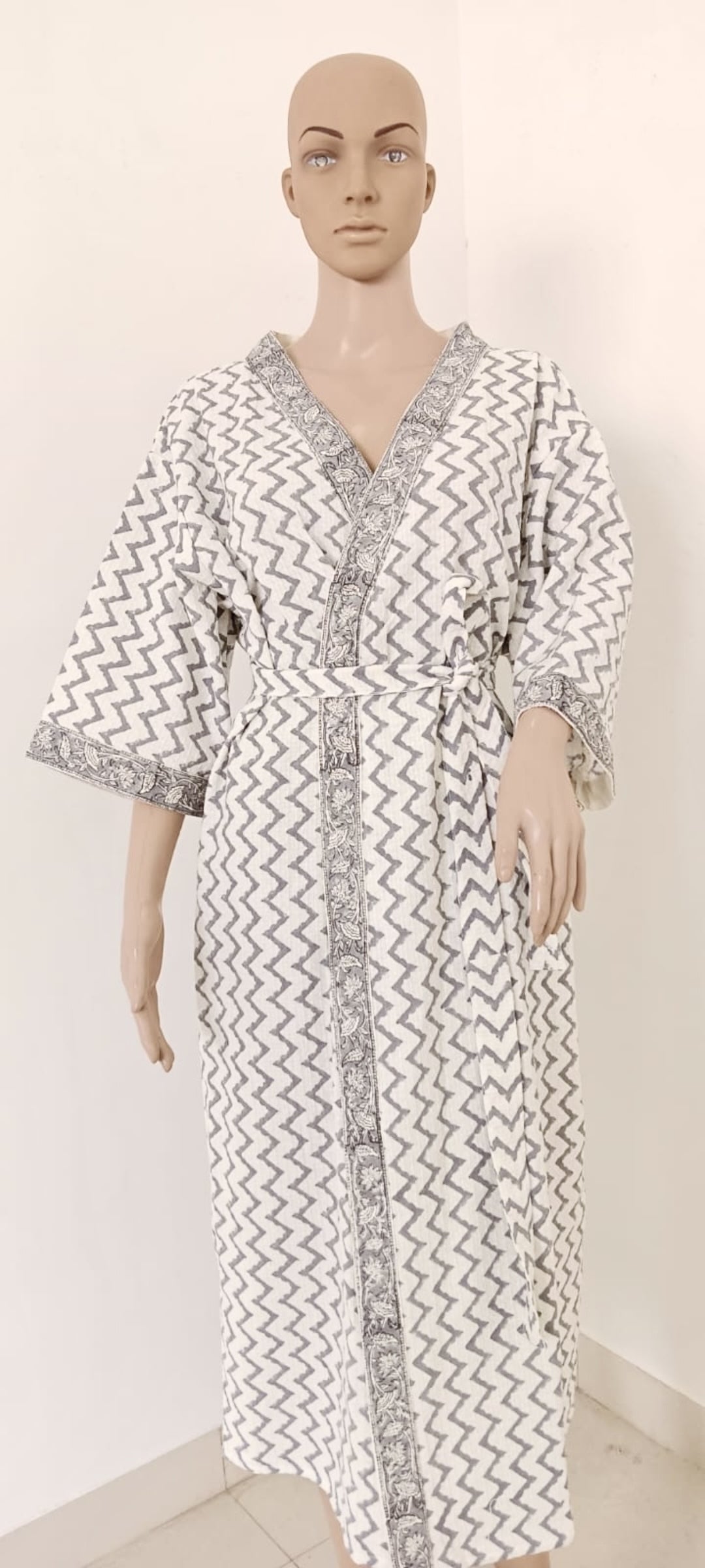 Zig-Zag Pattern - Cotton Waffle women Bathrobe The Cotton Stories