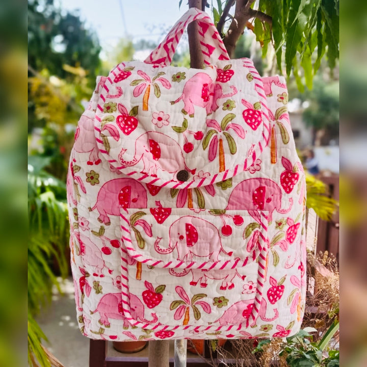 Pink Elephant Paradise - Cotton Kids Backpacks The Cotton Stories