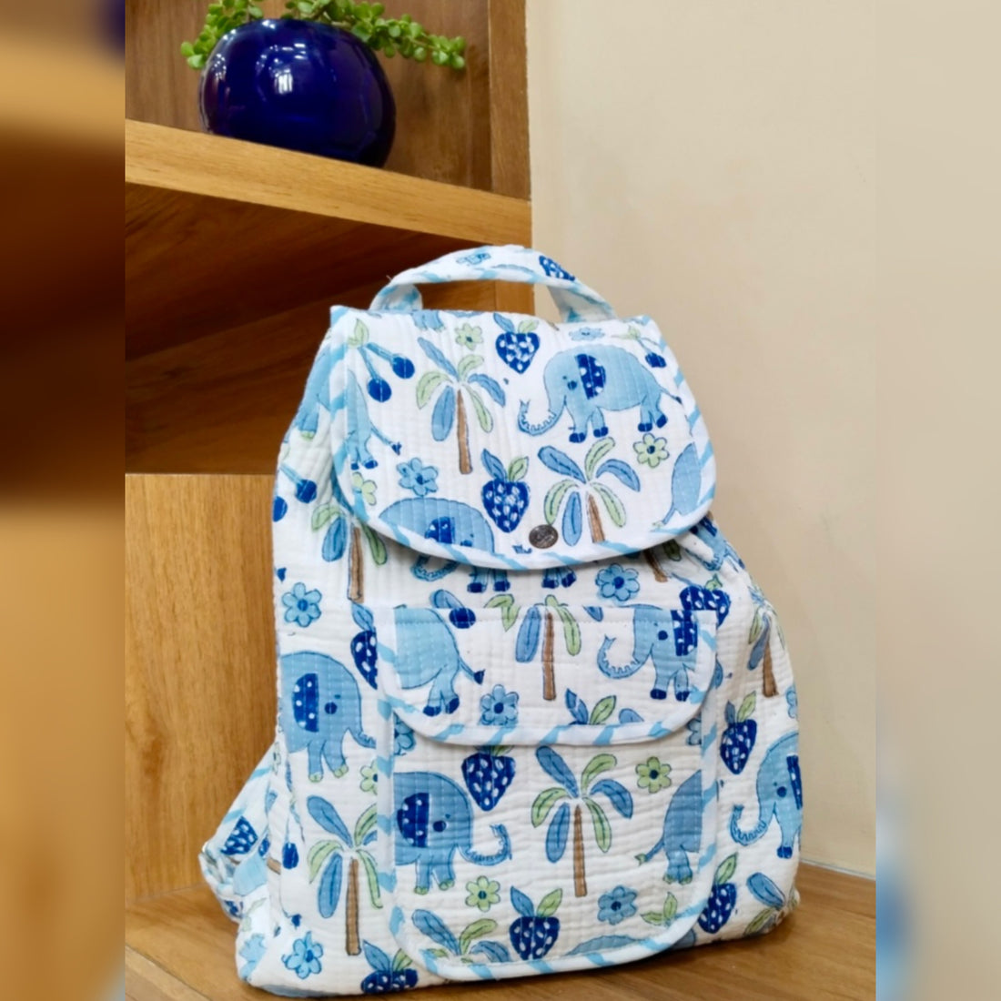 Blue Elephant Paradise - Cotton Kids Backpacks The Cotton Stories