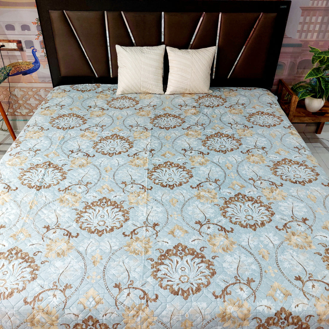 Blue floral Comforter Double bed| Light weight| cotton quilted Ac comforter