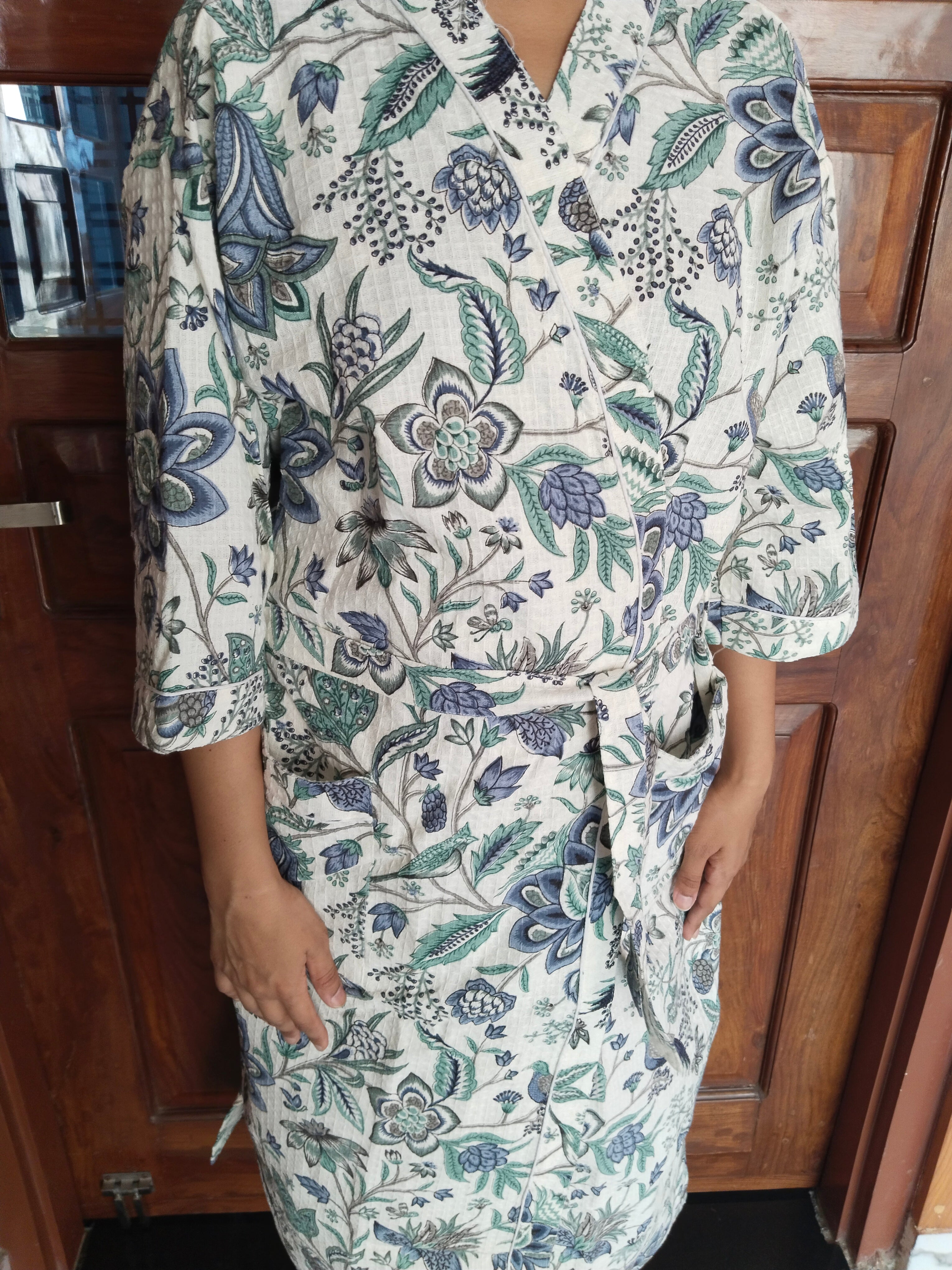 Blue Bird - Cotton Waffle women Bathrobe