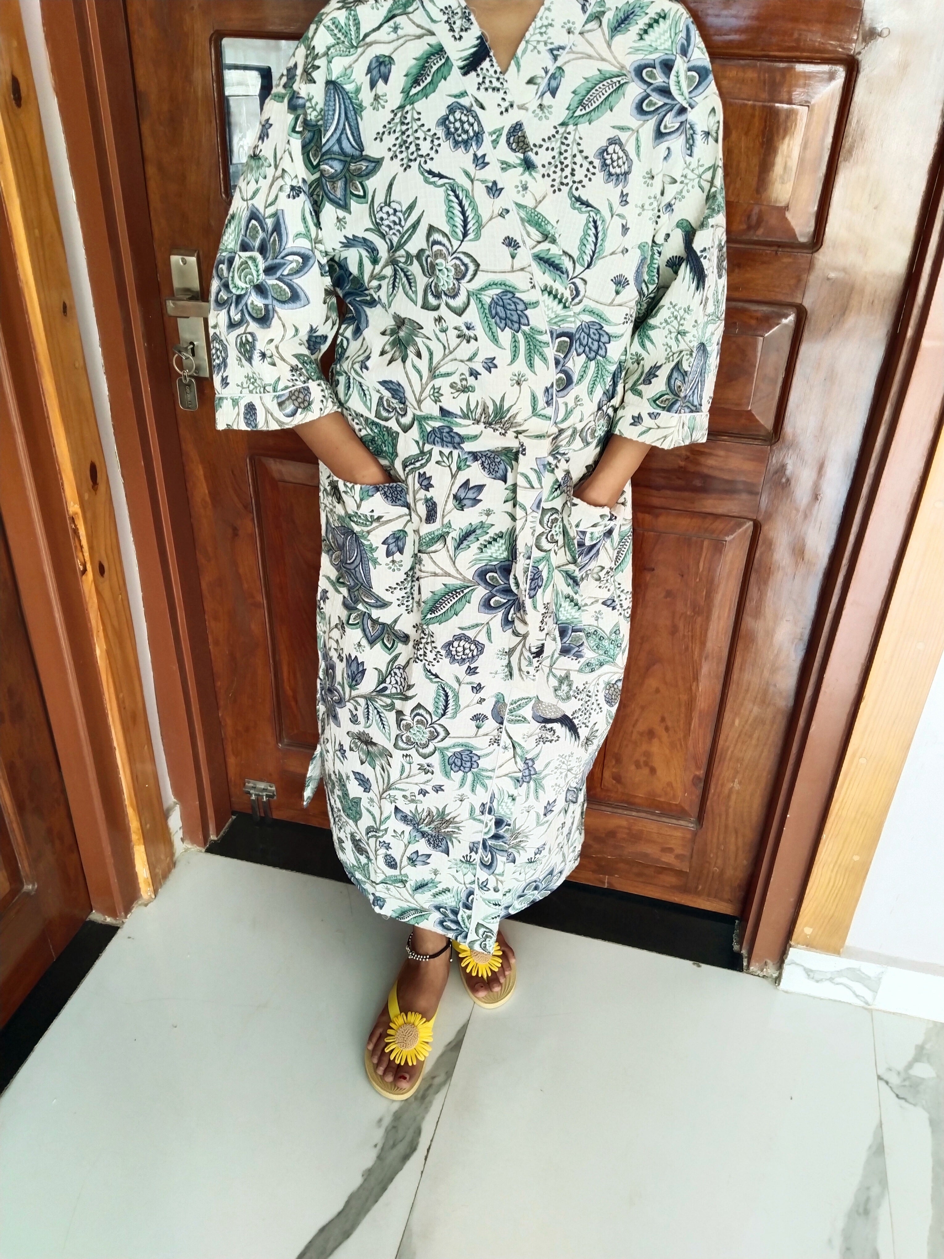 Blue Bird - Cotton Waffle women Bathrobe