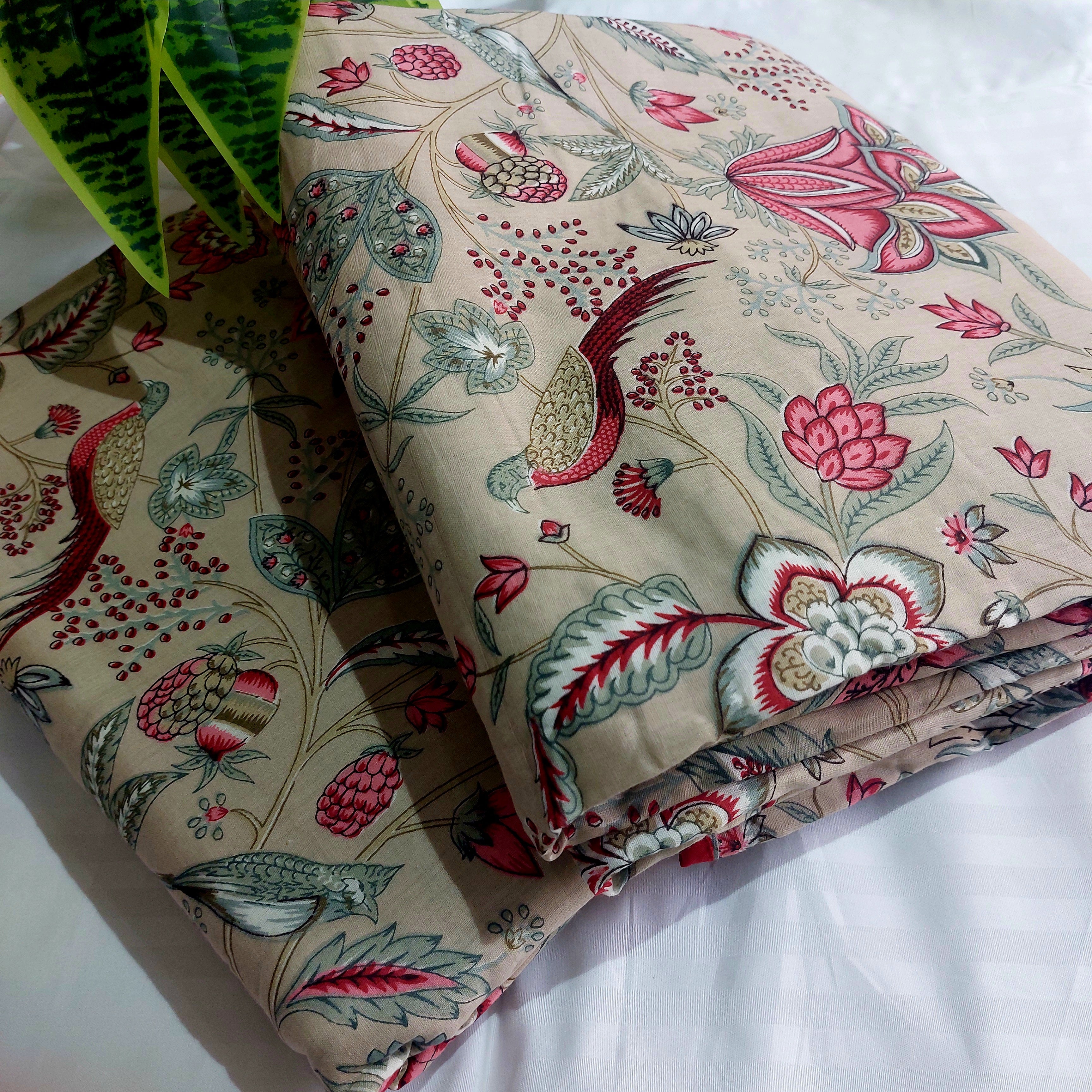 Birdie -  Set of 2 Mulmul Cotton triple layer Dohar