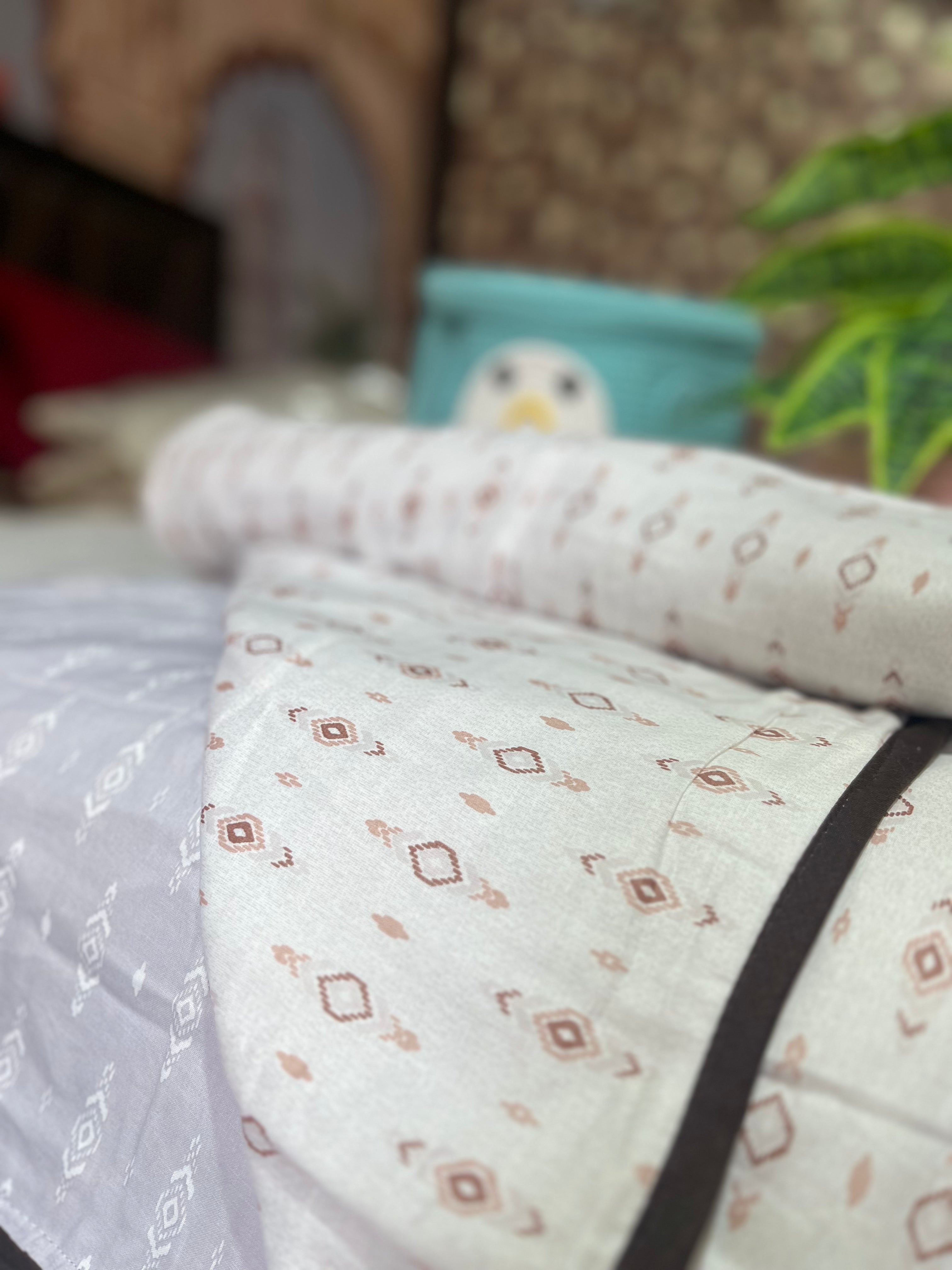 Minimal Print -  Reversible Muslin Cotton triple layer Dohar